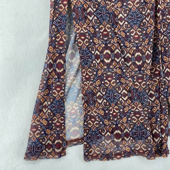 NY Collection Dress Plus Size Women Purple Paisley Gathered Double Slits - Picture 5 of 8